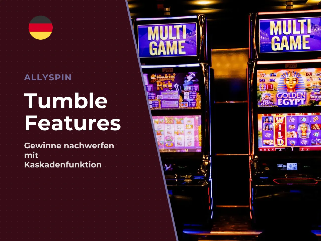 Tumble-Feature Kaskaden statt Einzelspins. Jede Gewinnkombination