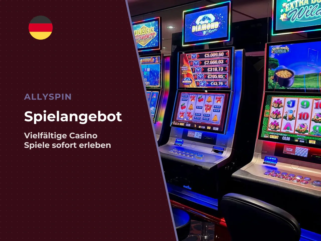 Spielangebot nach dem Login. Nach dem
